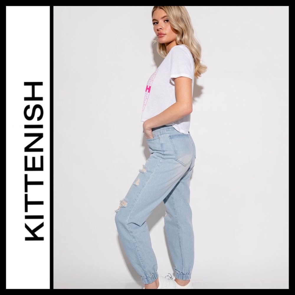 Kittenish Distressed Ansley Denim Joggers